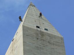 Rappelling down the Washington Monument